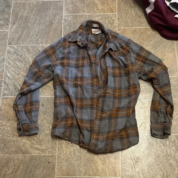 J. Crew Gray and Orange Plaid Men's Shirt - Picture 1 of 1